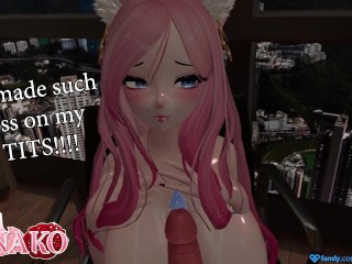I BOUNCE and BEG for more of your CUM!!! CATGIRL Gets COVERED in CUM!!!!