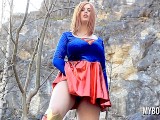 Huge Natural Tits Super Woman Cosplay making OutDoor