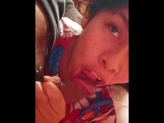 Peruvian Takes me by the Testicles and Puts them in until she Takes the Semen out of me with her Mou
