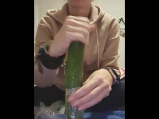 solo female, mature, exclusive, cucumber