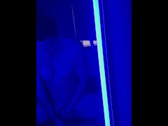 Masturbate and cum on mirror blacklight