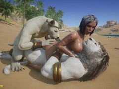 Two Egyptian dogs fuck a beauty girl
