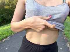 Showing boobs while in-line skating