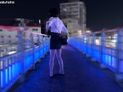 Preview 6 of Exposed on the pedestrian bridge with vibrator ejaculated !