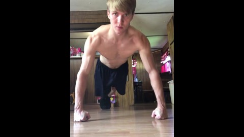 Young stud doing push-ups