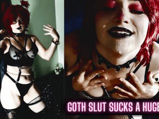Screen Capture of Video Titled: The Weird GOTH Girl Brings You Over to SUCK your COCK