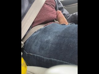 while driving, jerking off, muscular men, hard dick