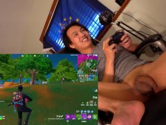 Playing fortnite naked. Hitting some nice snipes hehe and a win!