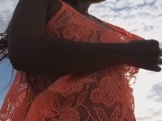 Preview 1 of Voyeur and masturbation on Sexy gitl at sun set