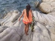 Preview 3 of Voyeur and masturbation on Sexy gitl at sun set