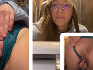 Teen Fucks herself in Public Toilette at the Cinema