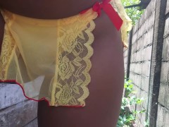 AMATEUR EBONY PEE IN PANTIES FOR YOU 💦 - Screenshot 5 of 16 - Outdoor