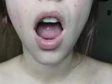 Uvula jerks on my sexy tongue and spits your semen into my mouth