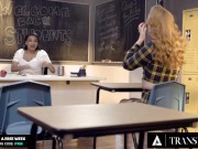 Preview 3 of TRANSFIXED - Popular 18yo Lesbians Team Up To Fuck Their Hot New Trans Latina Teacher Jessy Dubai