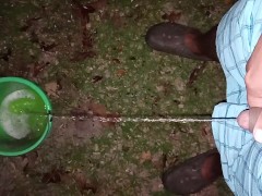Peeing in a bucket