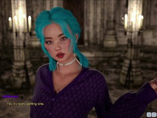 blue hair, babe, visual novel game, erotic stories