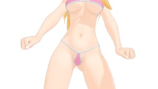 Dansende Blonde meisje in mini bikini