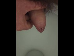 Tight hairy uncut cock toilet piss play cum