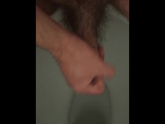 Tight hairy uncut cock toilet piss play cum