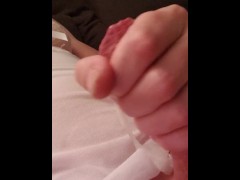 Femboy in white Lingerie cumming