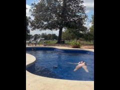 MILF Cums Poolside With Her Dildo Then Skinny Dips to Cool Off
