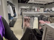 Preview 6 of Risky Public Flashing ended with sex and creampie in a store changing room!
