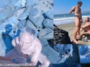Preview 4 of Boy Piss drinking hung musc daddy on the beach
