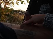 Preview 4 of my wife jerks off my dick in the car in nature close up