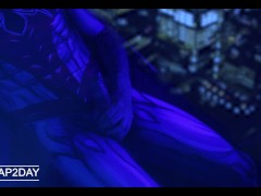 Horny Spider man's Adventure on the roof jerking off his hard cock and cumshot in the end