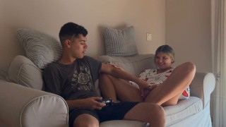My stepsister won't let me finish a video game until I fuck her first