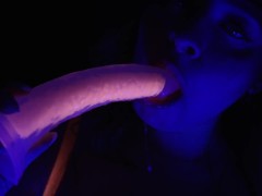 Halloween Themed Black Light Neo Elite Glow in the Dark Dildo Unboxing and Test Ride