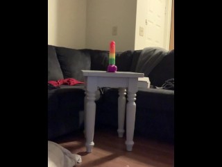 Hot Fit Guy Rides BESTFRIEND Dildo while she not Home