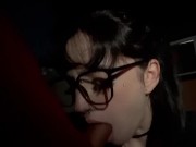 Preview 2 of Pierced goth girl takes a cumshot outdoors