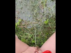 I love pissing in puddles in nature.  It's very exciting and sexy