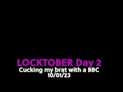 Preview 1 of Locktober Day 2 - cucking my slave with a BBC dildo ((Trailer))