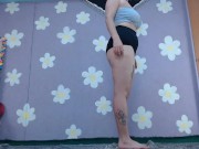 Preview 6 of Cute MILF does Yoga in tiny shorts