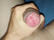 Preview 3 of Teen Plays with Uncut Cock AND Huge Foreskin, CUMSHOT JERK OFF