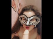 Preview 4 of Russian girl masturbates pussy, dirty talk in Russian, sucks dildo in stockings