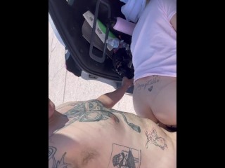 Sexy Blonde Trans Blown & Pounded in Car
