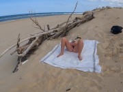 Preview 6 of My girlfriend masturbates naked at the nudist beach we fuck in front of the surfers who watch as the