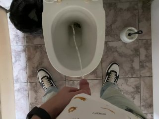 public, toilet pee, solo male, male piss