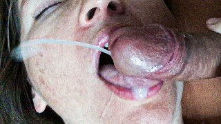 MILF Administers A FRENULUM LICKING CUMSHOT Before Administering A BIG FEMALE ORGASM To Herself