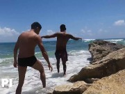 Preview 1 of PAPI - Horny Pair Athuel And Saul Can't Keep Their Hands Off Each Other On The Beach
