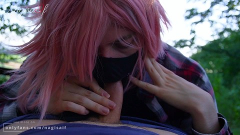 Cute Femboy blowing his BF's cock during a hike - NagisaIf's Adventure Blog #01