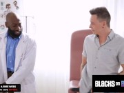 Preview 1 of BlacksOnBoys - Dr Solves A Cute Jock's Anal Problem With A Hard Pounding