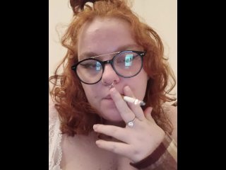 solo female, redhead, smoking fetish, smoking