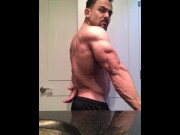 Preview 3 of Jacked bodybuilder Benji Bastian flexing his huge, shredded, muscles