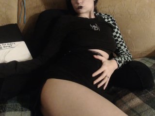 solo female, goth, belly inflation, amateur