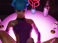 Blue moon do footjob in dressing room (cyberpunk 2077)