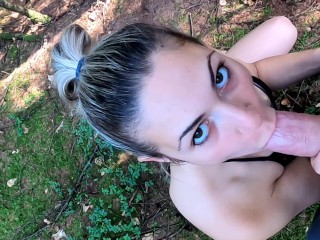 Step Brother is Fucking my Mouth and Pussy in the Woods